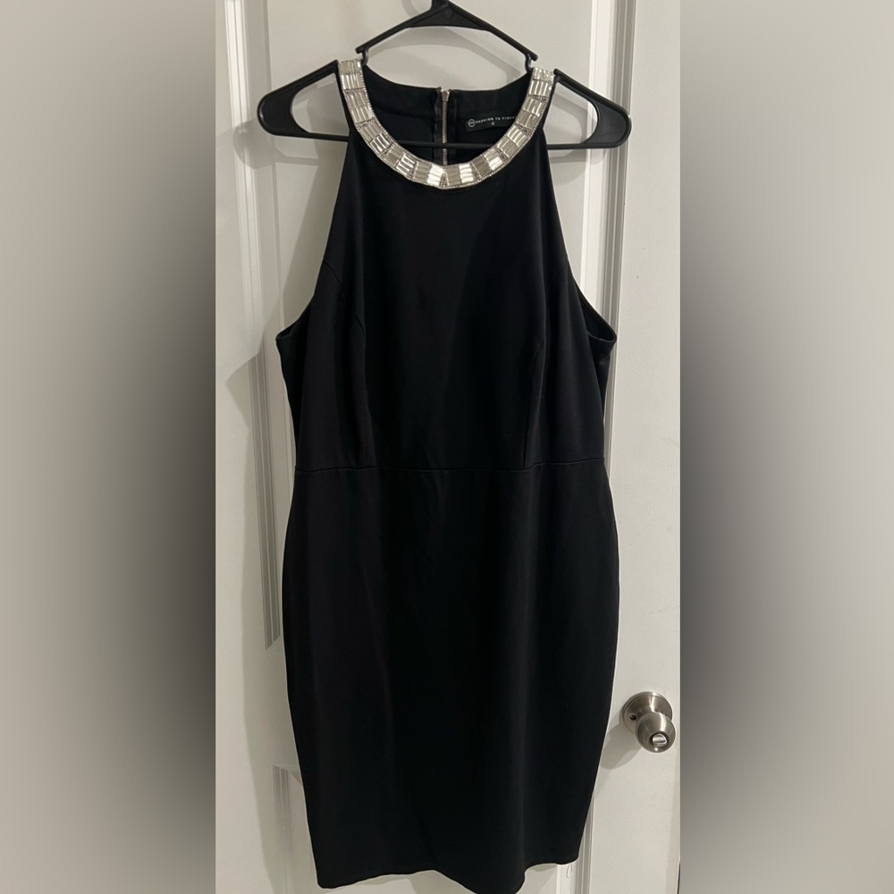 Like New, Worn Once-  FTF Black Embellished Cocktail/Evening Dress (Plus Size)